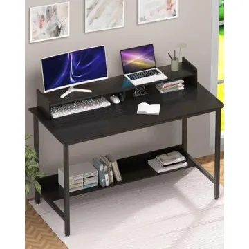 Modern WOODYNLUX Computer Desk with Shelves for Productivity
