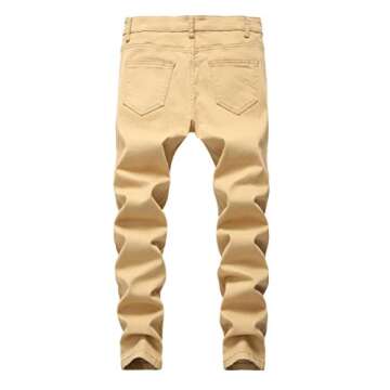 FREDD MARSHALL Boys Skinny Fit Ripped Destroyed Distressed Stretch Slim Jeans Pants Khaki 14