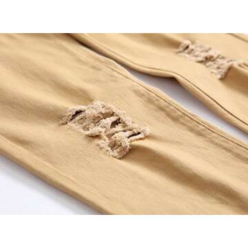 FREDD MARSHALL Boys Skinny Fit Ripped Destroyed Distressed Stretch Slim Jeans Pants Khaki 14