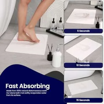 KAYPE Stone Bath Mat - Diatomaceous Stone Bath Mats for Bathroom, Non-Slip Super Absorbent Quick Drying Bath Mat, Diatomite Stone Bath Mat, Natural, Easy to Clean 24"x15"