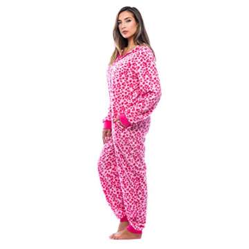 Just Love 6453-10215-M Adult Onesie with Animal Prints/Pajamas Pink Leopard