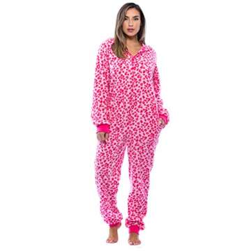 Just Love 6453-10215-M Adult Onesie with Animal Prints/Pajamas Pink Leopard