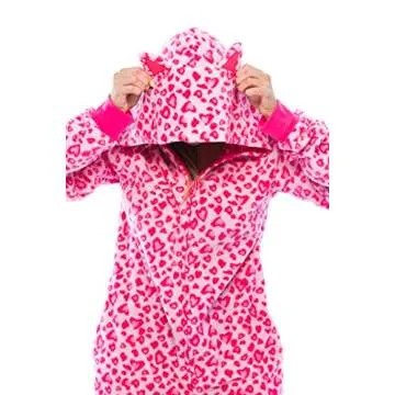 Just Love 6453-10215-M Adult Onesie with Animal Prints/Pajamas Pink Leopard