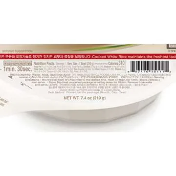 CJ Instant Rice: Cooked White Hetbahn, Gluten-Free & Vegan, Instant & Microwaveable, No Preservatives, Healthy & Delicious, 7.4 Ounce [12 Bowls] (Pack of 12)
