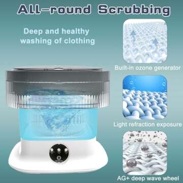 Portable Washing Machine, 16L Mini Washer and Dryer Combo, Foldable Design for Travel, Ideal for Bab...