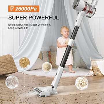 NEQUARE Cordless Vacuum, Stick Vacuum Cleaner with Upgraded 7-Cell Battery, Self Standing, Storage R...