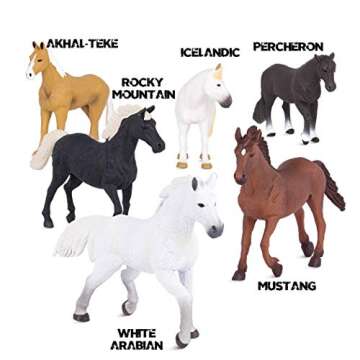 Terra by Battat – 6 Pcs 6" Horse Toys – Plastic Animal Figures Horses – Realistic Mustang Figurines – Collectible Horse Gift for Kids 3+ – Horse Party Decorations
