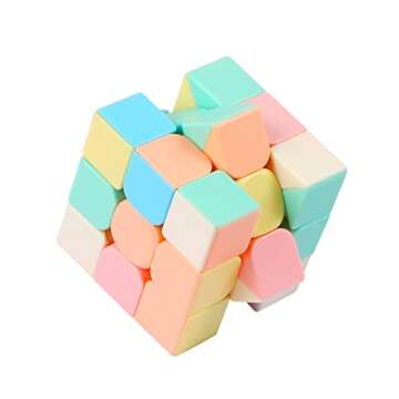 Teqooza Macaron Stickerless Speed Cube, 3x3x3 Magic Cube Macaron Color Matching Cube Puzzle for Girls Children