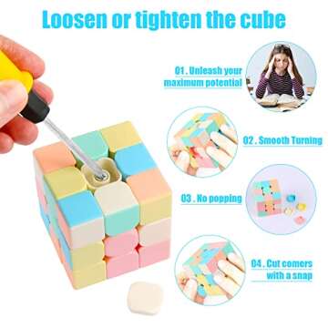 Teqooza Macaron Stickerless Speed Cube, 3x3x3 Magic Cube Macaron Color Matching Cube Puzzle for Girls Children