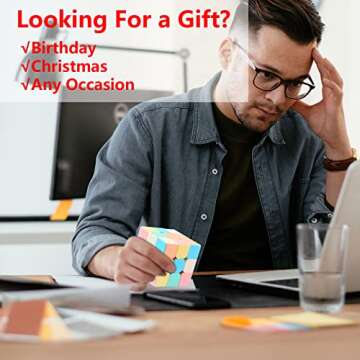 Teqooza Macaron Stickerless Speed Cube, 3x3x3 Magic Cube Macaron Color Matching Cube Puzzle for Girls Children