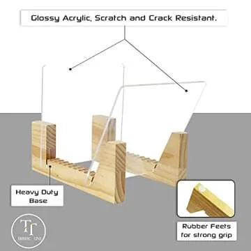 Terrific Tune Vinyl Record Storage Holder - Vinyl Storage Rack 25 Album LPs Holder Display Stand - Pine Wood Record Album Storage with Flame Polished Acrylic Ends - Vinyl Record Holder for Albums