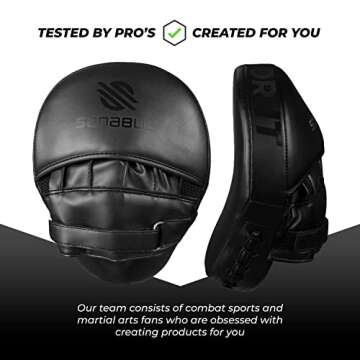 Sanabul Essential Curved Punching Mitts for Boxing, MMA Muay Thai Boxing Pads for Training, Punch Focus Mitts, Hand Pads Sparring Gear, Strike Shield, AllBlack