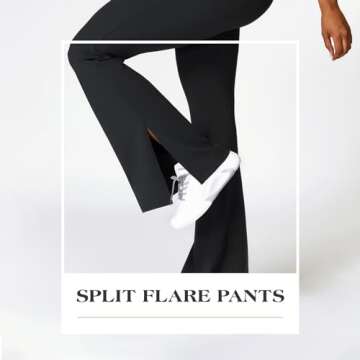 OEAK Womens Flare Jumpsuits Tummy Control Backless Unitard Full One Piece Workout Yoga V Neck Sleeve...