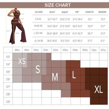 OEAK Womens Flare Jumpsuits Tummy Control Backless Unitard Full One Piece Workout Yoga V Neck Sleeveless Bodysuit Playsuit Black S