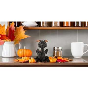 JFSM INC. Holiday Stocking Stuffer, Baby Black Dragon Raising Middle Finger Funny Figurine - Fantasy...