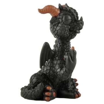 JFSM INC. Holiday Stocking Stuffer, Baby Black Dragon Raising Middle Finger Funny Figurine - Fantasy Decor, Dragon Lovers Gift, Hilarious Get Ready for Laughs, Unique Housewarming Gifts