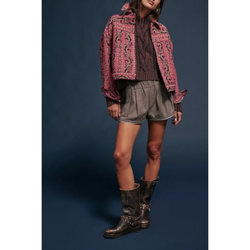 SCOFEEL Women's Embroidered Jacket Long Sleeve Button Down Bomber Jacket Casual Cardigan Fall Winter Outerwear