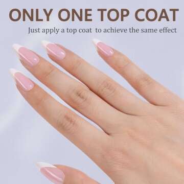 Misssix French Gel Nail Tips, 150Pcs French Tip Press on Nails Medium Almond Pink, No Need to File T...