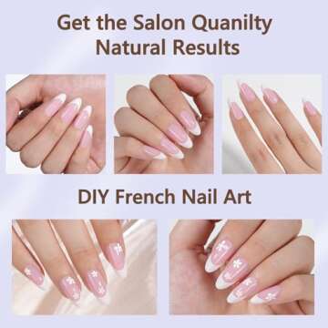Misssix French Gel Nail Tips, 150Pcs French Tip Press on Nails Medium Almond Pink, No Need to File Tips Pre-lasting, Fake Nails for Nail Art DIY 15 Sizes