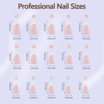 Misssix French Gel Nail Tips, 150Pcs French Tip Press on Nails Medium Almond Pink, No Need to File Tips Pre-lasting, Fake Nails for Nail Art DIY 15 Sizes