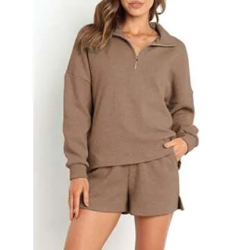 Aleumdr Women’s Waffle Knit Lounge Set with Pockets