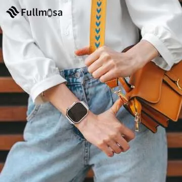 Fullmosa Leather Bands Compatible with Apple Watch 41mm 40mm 38mm 42mm 44mm 45mm 46mm 49mm Women Band Strap for iWatch Ultra 2/Ultra/10/9/8/7/6/5/4/3/2/1/SE2/SE, 42mm 41mm 40mm 38mm Off-white