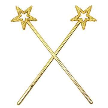mollensiuer 2Pcs 13 Inches Star Wand Costume Props Star Magic Wand Angel Fairy Wands Sticks for Birt...