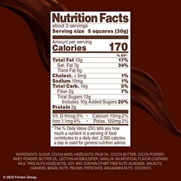 Ferrero Rocher Dark Chocolate Bars, 8 Pack, Luxury Treats