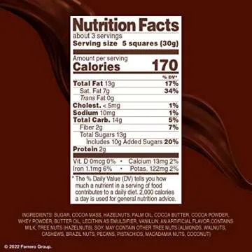 Ferrero Rocher Dark Chocolate Bars, 8 Pack, Luxury Treats