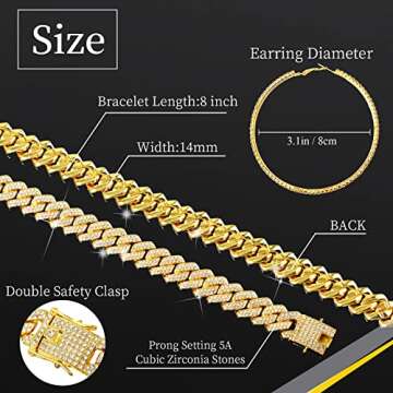 Batiyeer 3 Pcs Cubic Link Jewelry Set for Women