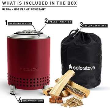 Solo Stove Mesa, 5.1 Inch Tabletop Fire Pit with Stand - Smokeless, Stainless Steel Fire Pit for Cam...