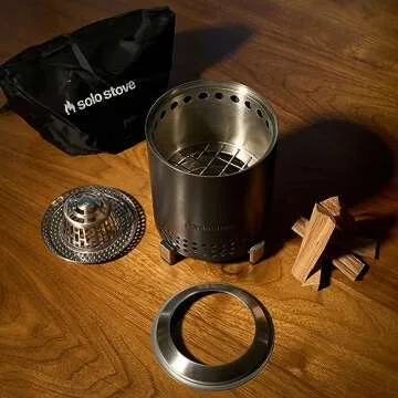 Solo Stove Mesa, 5.1 Inch Tabletop Fire Pit with Stand - Smokeless, Stainless Steel Fire Pit for Camping, Outdoor & Patio- Wood Burning or Pellet Fueled Portable Bonfire, 1.4lbs, Mulberry