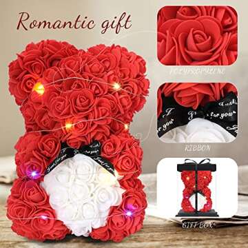 TEBASEF Rose Bear, Rose Teddy Bear, Valentines Day Gifts for her, Perfect for Anniversaries, Bridal ...