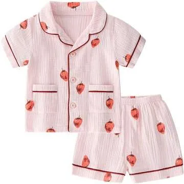 Toddler Summer Button Up Pajamas for Ages 18M-9Y