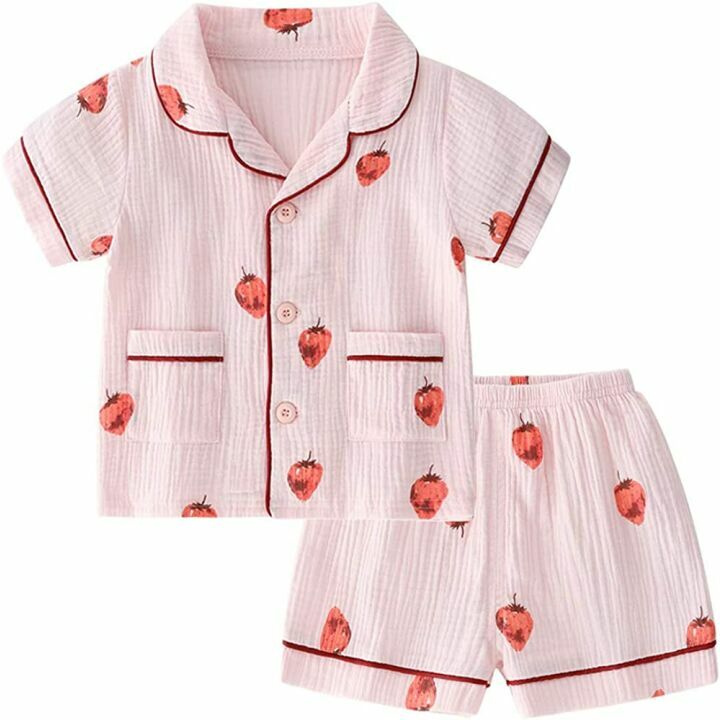 Toddler Summer Button Up Pajamas for Ages 18M-9Y