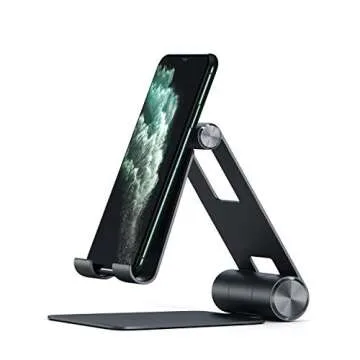 Satechi R1 Multi-Angle Foldable Tablet Stand - Compatible with iPad Pro Air M4/M2/ M1, iPad Mini, iPhones 16/15/14/13/12 and More (Black)