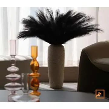 ZIFTY 7-Pcs 38"/3.1FT Black Pampas Grass Large Tall Fluffy Artificial Fake Black Flowers Gothic Decor Bulrush Reed Grass Black Decor for Bedroom Bathroom Wedding (Black)