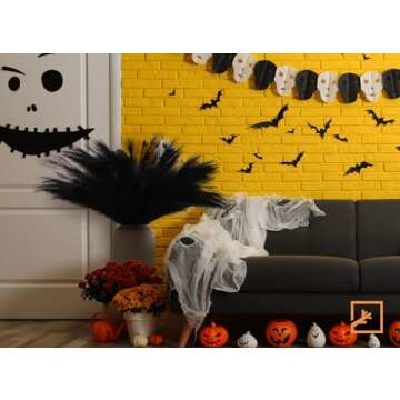 ZIFTY 7-Pcs 38"/3.1FT Black Pampas Grass Large Tall Fluffy Artificial Fake Black Flowers Gothic Decor Bulrush Reed Grass Black Decor for Bedroom Bathroom Wedding (Black)