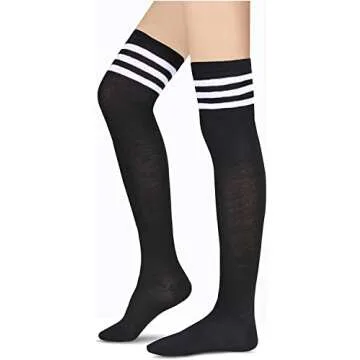Striped Thigh High Socks for Women - Stylish Comfort