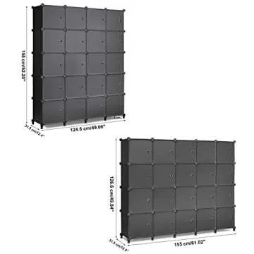 ANWBROAD 20 Cube Organizer with Door - Plastic Cube Shelf, DIY Modular Storage Shelves for Bedroom, Living Room, Office