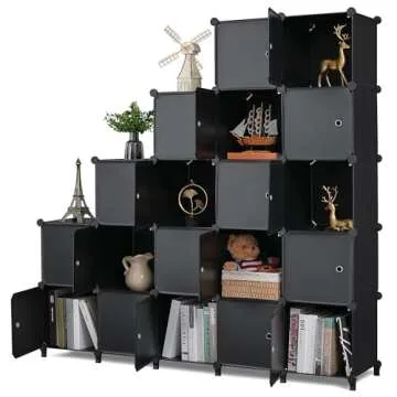 ANWBROAD 20 Cube Organizer with Door - Plastic Cube Shelf, DIY Modular Storage Shelves for Bedroom, Living Room, Office