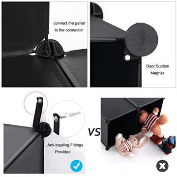 ANWBROAD 20 Cube Organizer with Door - Plastic Cube Shelf, DIY Modular Storage Shelves for Bedroom, Living Room, Office