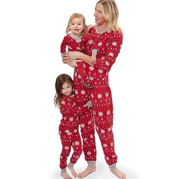 HonestBaby Family Matching Holiday Pajamas for All Ages - Fair Isle Red - Small