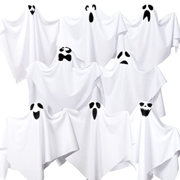 Sunolga 8 Pack 27.6 Inch Halloween Hanging Ghosts for Halloween Party Decoration, Cute Flying Ghost ...