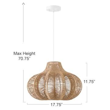 Creative Co-Op Boho Handwoven Paper Rope and Metal Ceiling Pendant Lamp, Natural