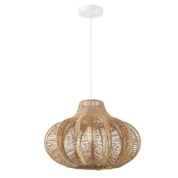Creative Co-Op Boho Handwoven Paper Rope and Metal Ceiling Pendant Lamp, Natural