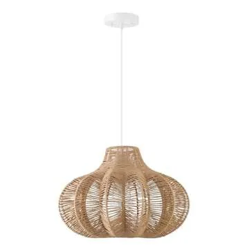 Creative Co-Op Boho Handwoven Paper Rope and Metal Ceiling Pendant Lamp, Natural