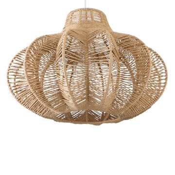 Creative Co-Op Boho Handwoven Paper Rope and Metal Ceiling Pendant Lamp, Natural