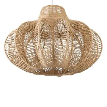 Creative Co-Op Boho Handwoven Paper Rope and Metal Ceiling Pendant Lamp, Natural