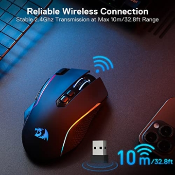 Redragon M810 Pro Wireless Gaming Mouse with 10000 DPI
